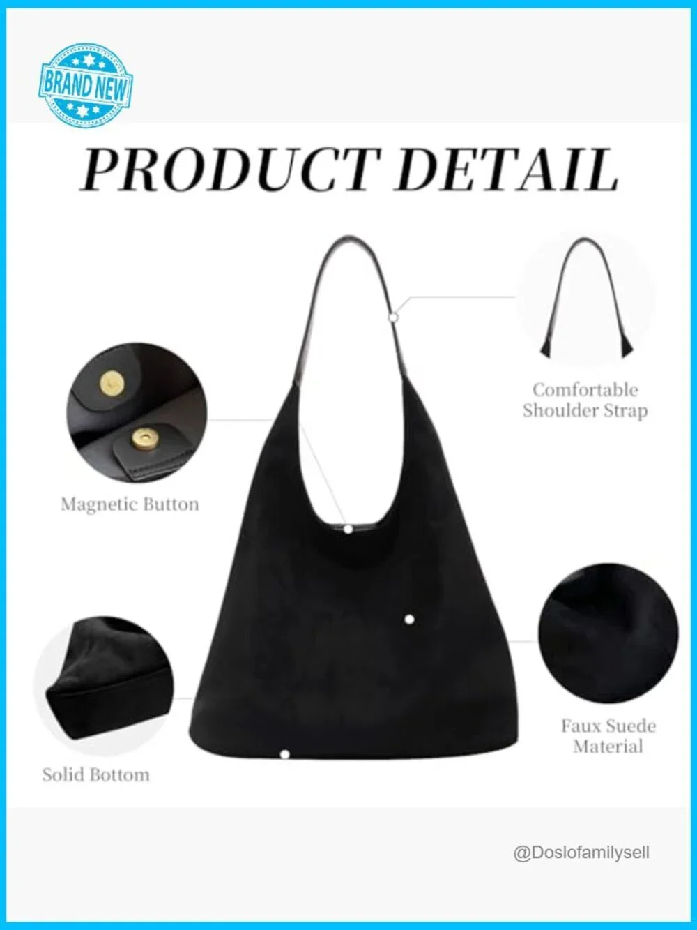 Faux Suede Tote Bag Retro Slouchy Hobo Handbag Shoulder Bag New